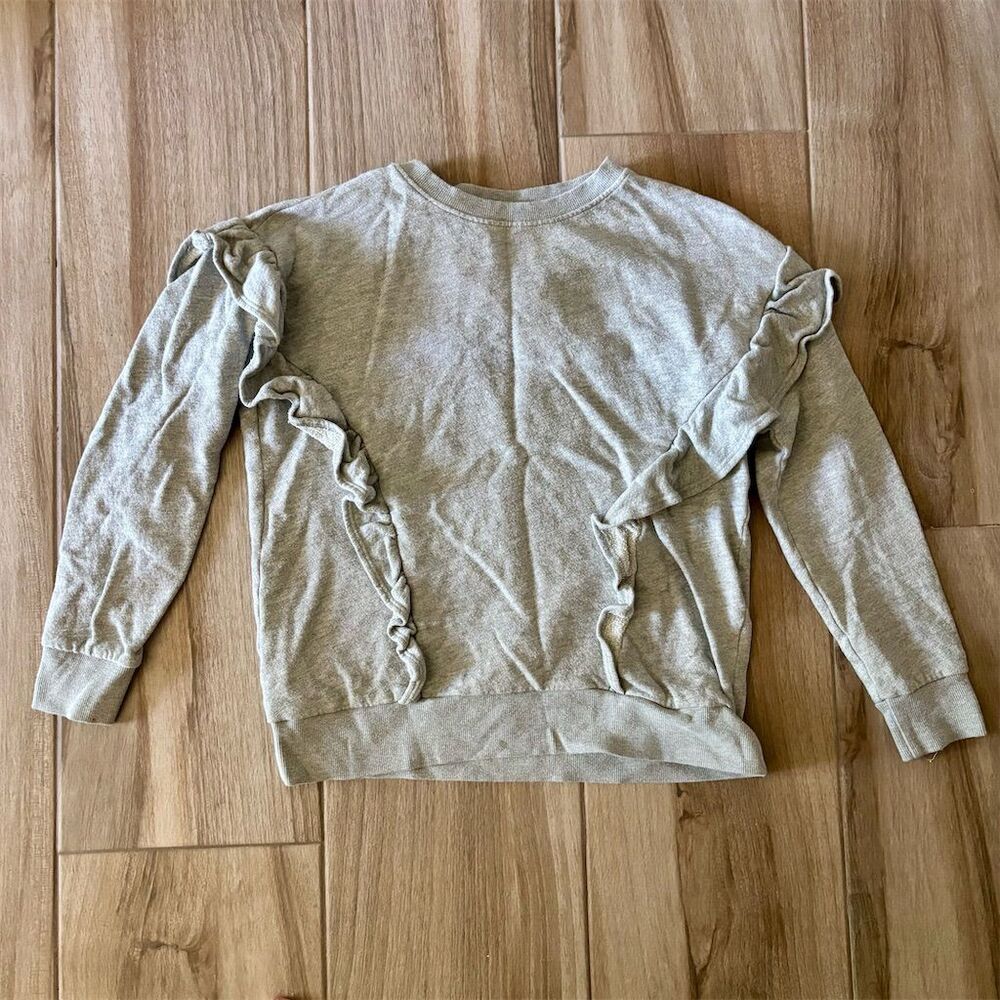 Joie Women's Ruffle Sweatshirt Gray Long Sleeve Casual Top Size S
